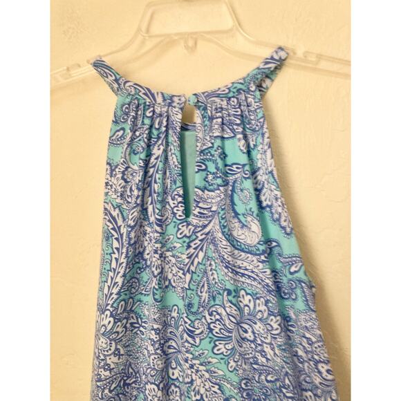 Cynthia Rowley Women's Mini Halter Shift Dress Size M Green Blue Paisley Print - Picture 4 of 7